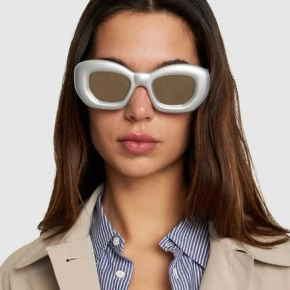 NEW LOEWE UNISEX SUNGLASSES LOEWE LW40117I 20C SILVER EYEWEAR
